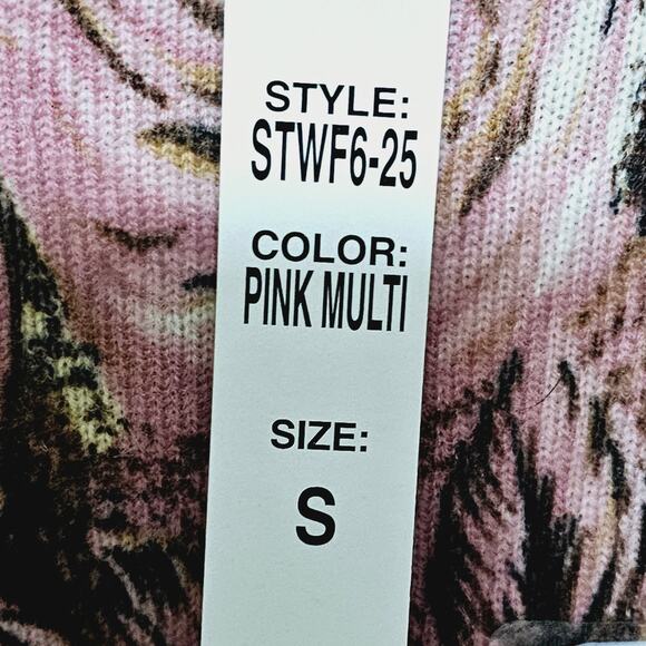 Mainbocher Pure Cashmere Sweater Size S Pink Floral Rose Romantic Granny Casual - Picture 5 of 6